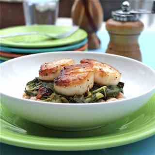 Seared Scallops and Wilted Greens