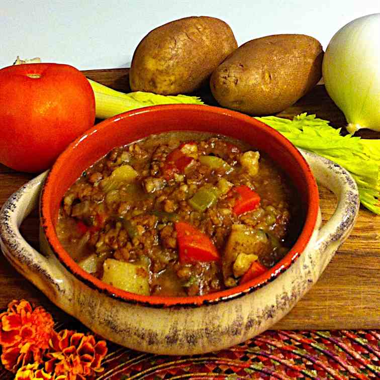 Vegan Hamburger Soup with Rivels