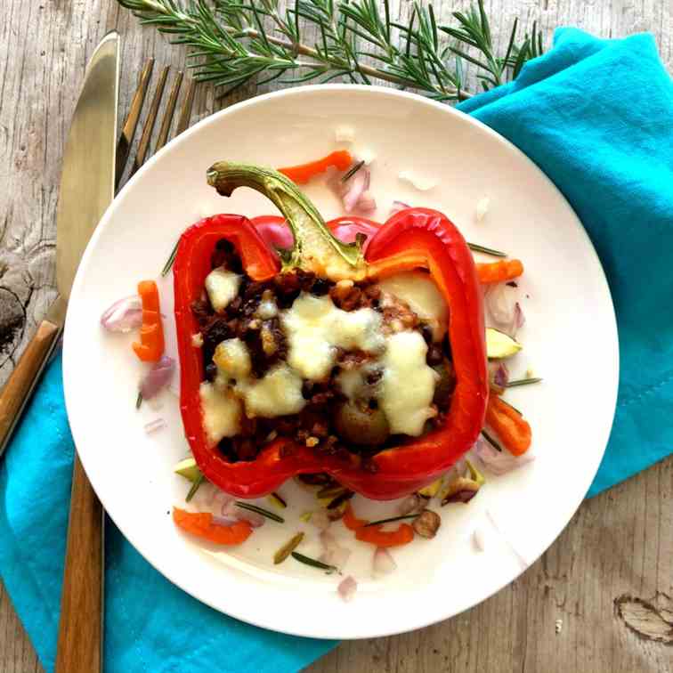 Vegetarian Picadillo Stuffed Peppers