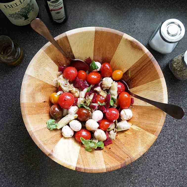 Beet artichoke caprese salad