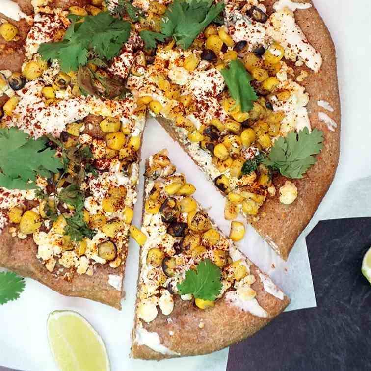 Mexican elote pizza