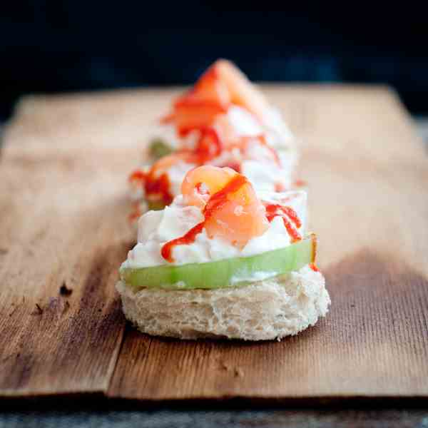 Smoked Salmon Sriracha Sandwiches