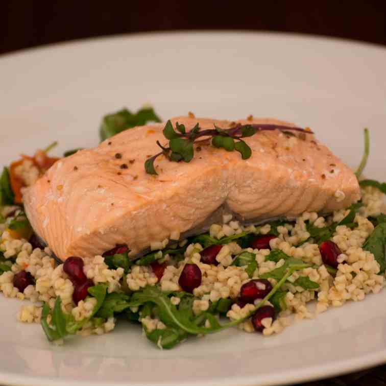 Poached Salmon with Bulgur Salad