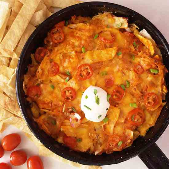 One Pan Chicken Enchilada Bake