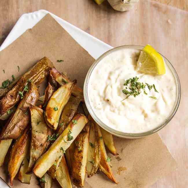 Garlic Aioli with Oven Fries