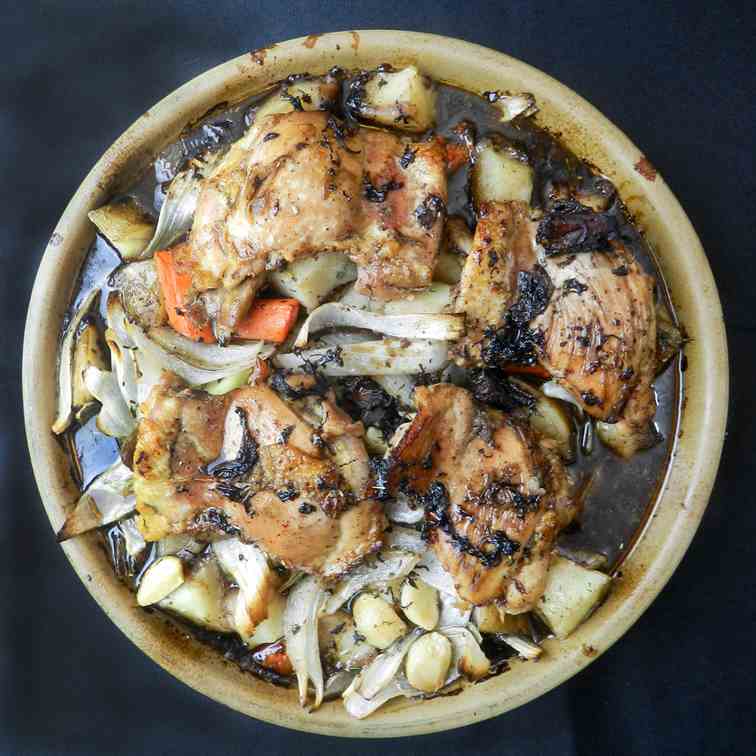 Balsamic Braised Chicken with Roasted Vege