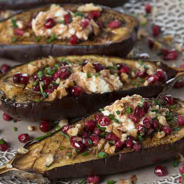 Eggplant With Ricotta And Pomegranates