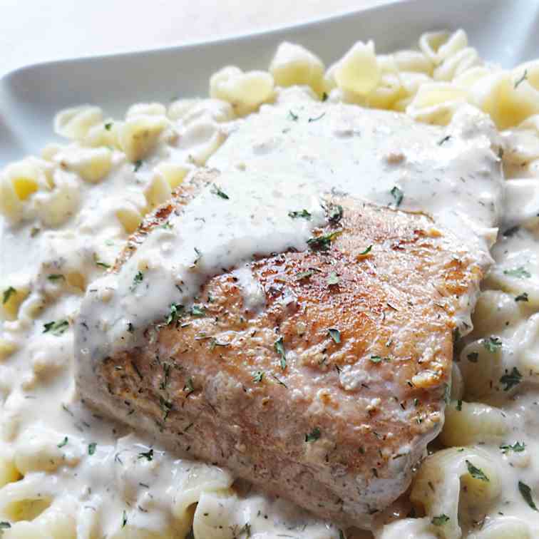 Salmon w- Lemon - Dill Cream Sauce