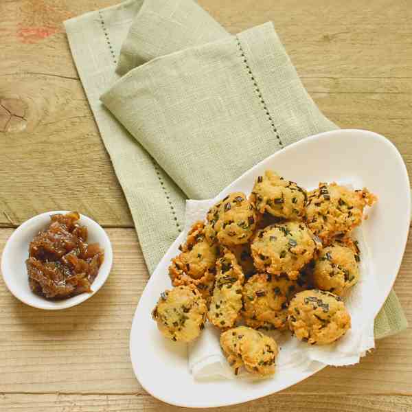 smoked cheese and chive beignets