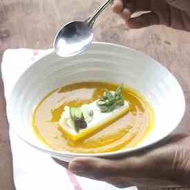 Pumpkin Soup with Coconut Milk Panna Cotta