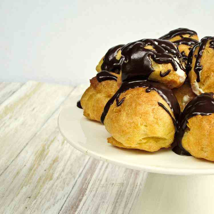 Profiteroles with Drizzled Chocolate