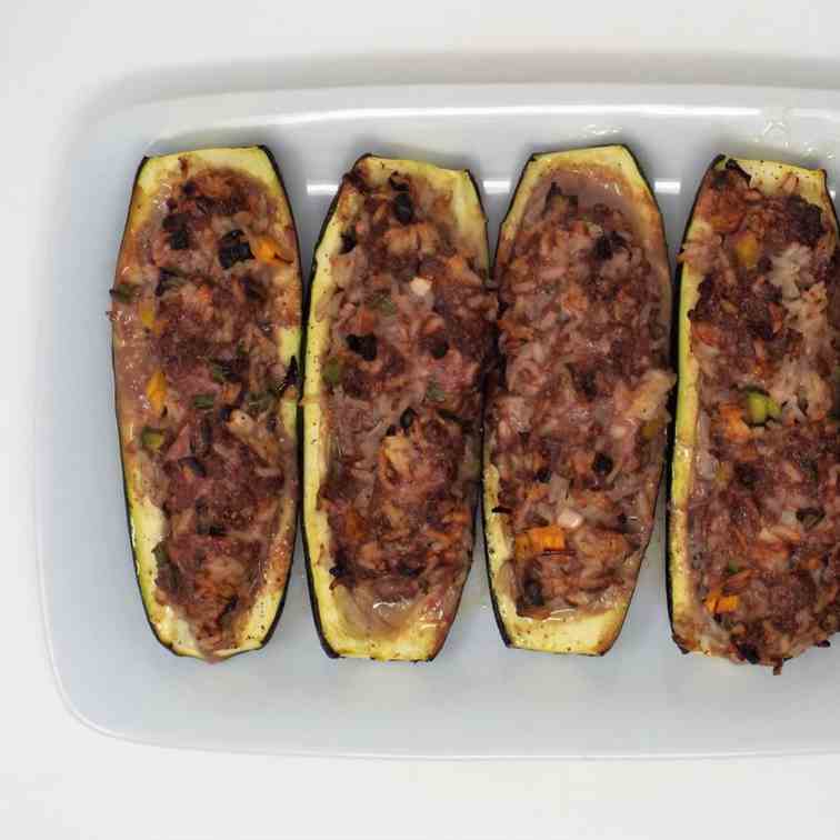 Beef and Rice Stuffed Zucchini