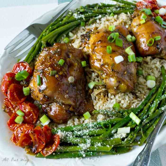 Honey Soy Garlicky Baked Chicken Thighs