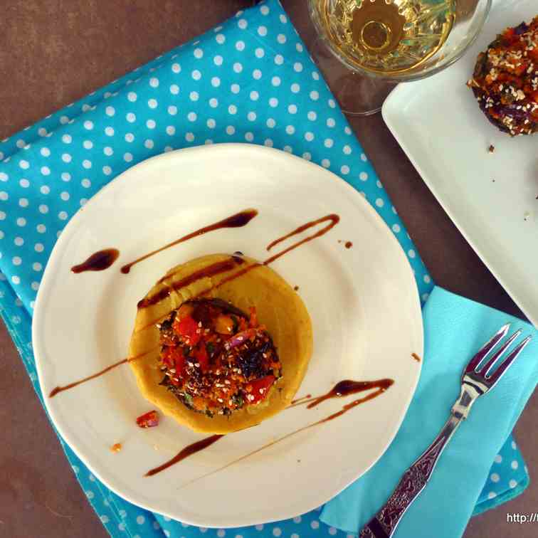 Fava with veggie stuffed portobellos