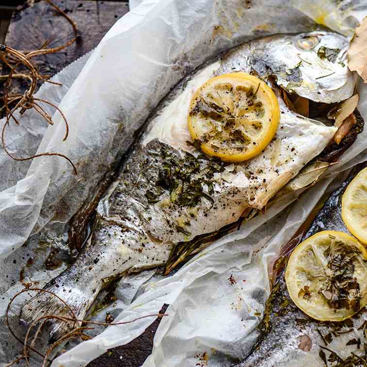 Gilthead sea bream with herbs