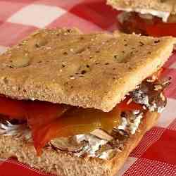 Red Pepper Sandwiches on Focaccia Bread