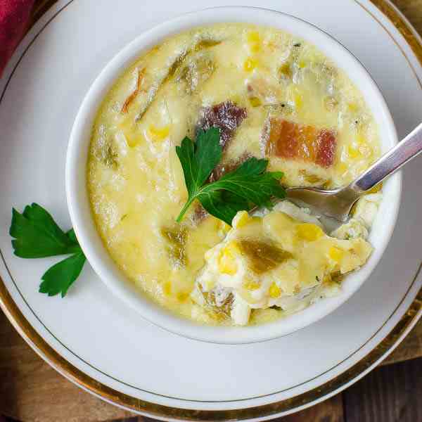 Bacon Green Chile Corn Pudding