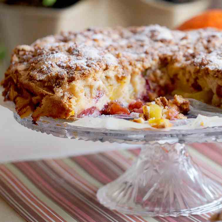 Easy peach and plum coffee cake