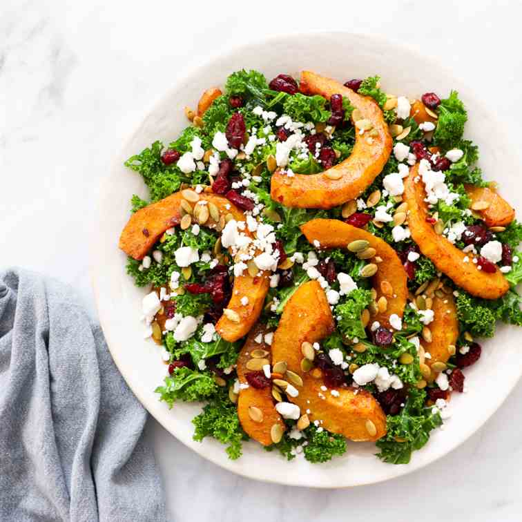 Roasted Squash and Kale salad