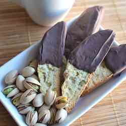 Chocolate Dipped Pistachio Biscotti