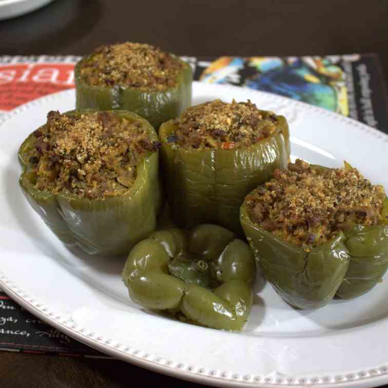 Dirty -Rice- Stuffed Bell Pepper