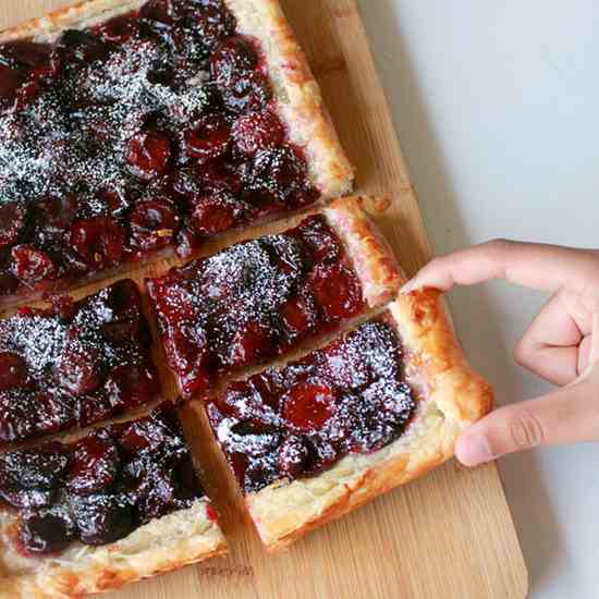 Easy cherry puff pastry tart