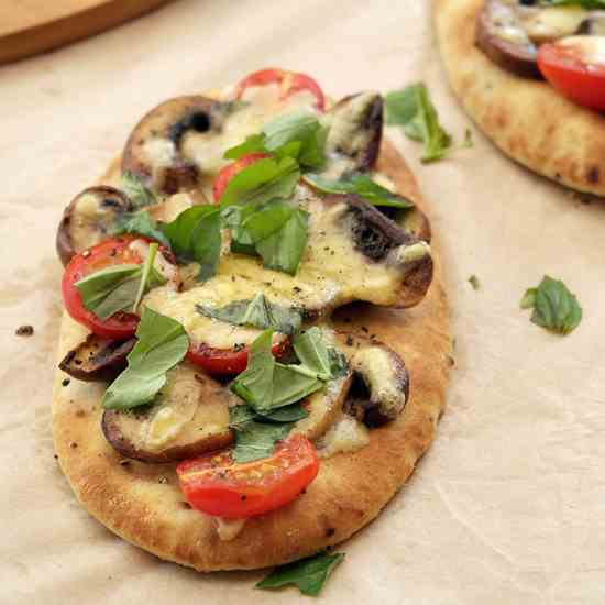 Mushroom, tomato & basil cheese melts