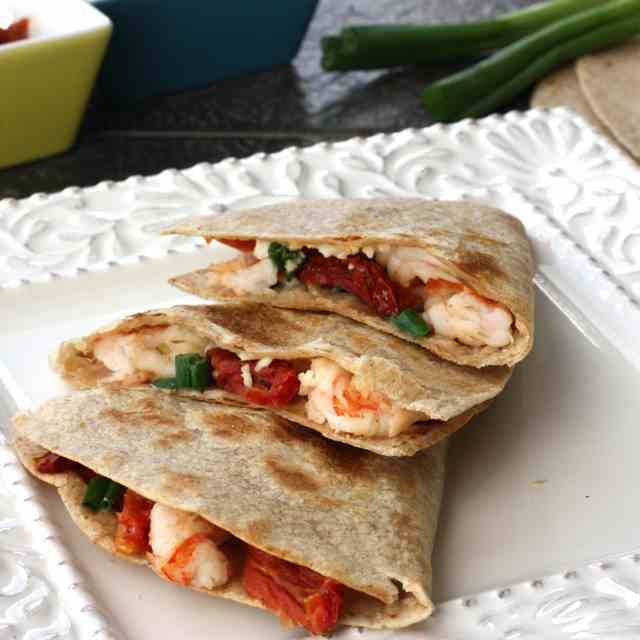 Shrimp, Sun-Dried Tomato & Feta Quesadilla