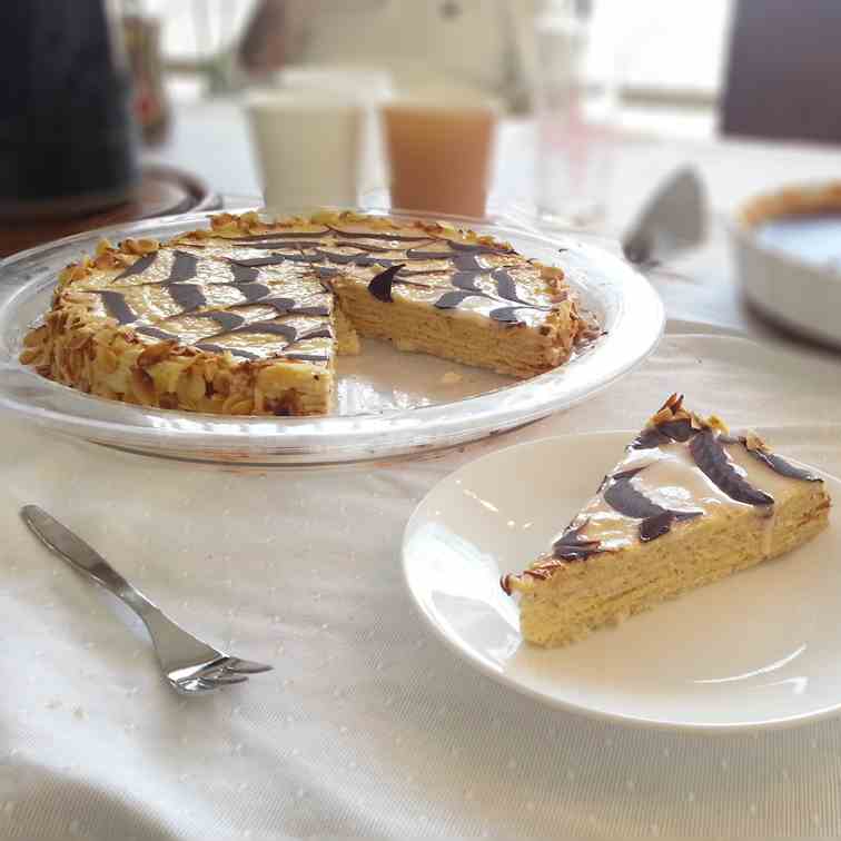 Layered almonds cake