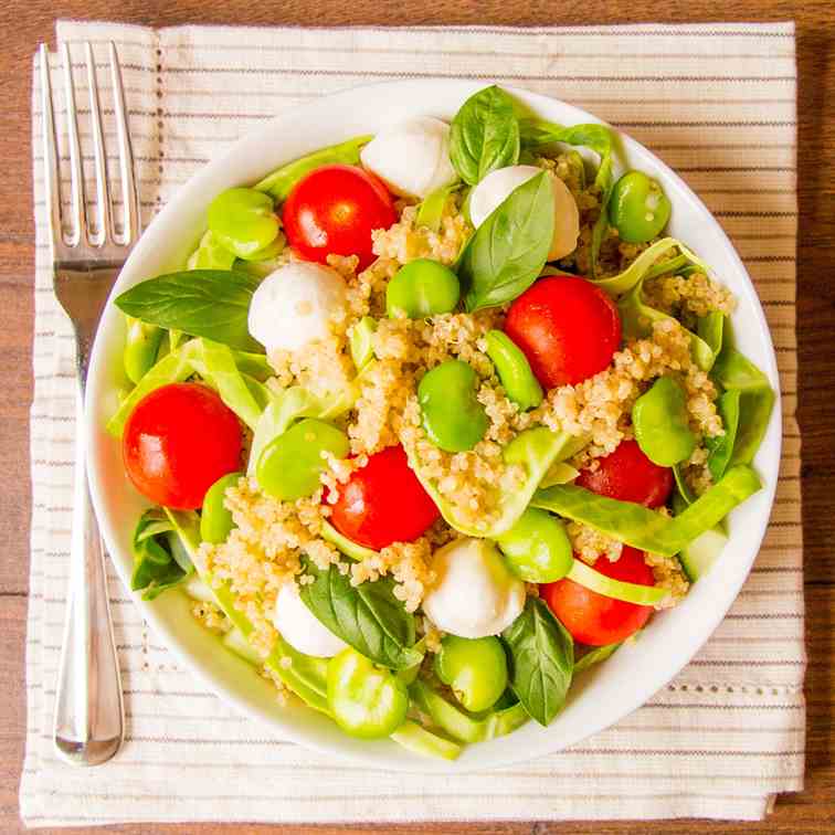 Broad Bean and Quinoa Caprese Salad