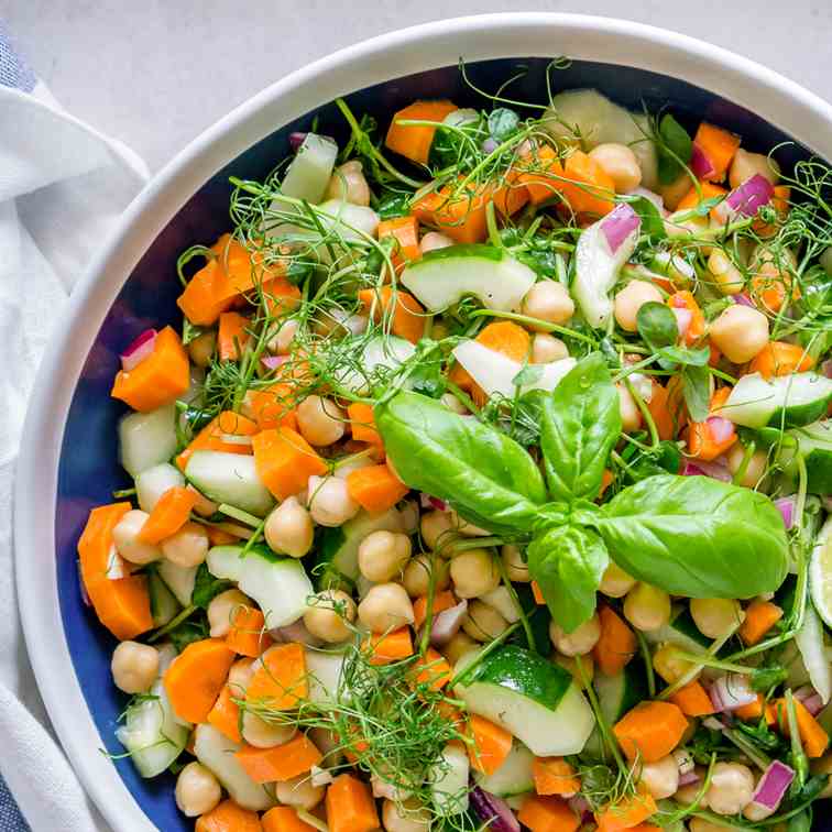 Chickpea and Pea Shoot Salad