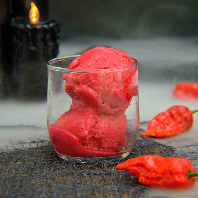 Ghost Pepper Raspberry Sorbet