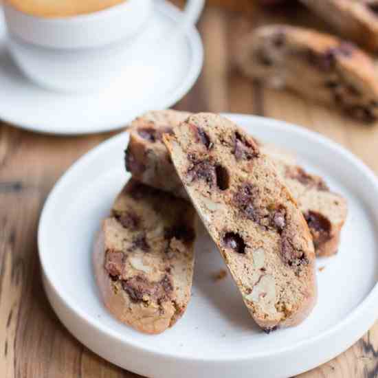 Choc chip coffee biscotti