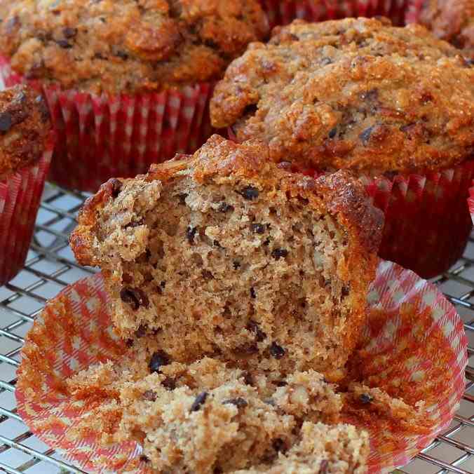 Banana & Cocoa Nib Spelt Muffins