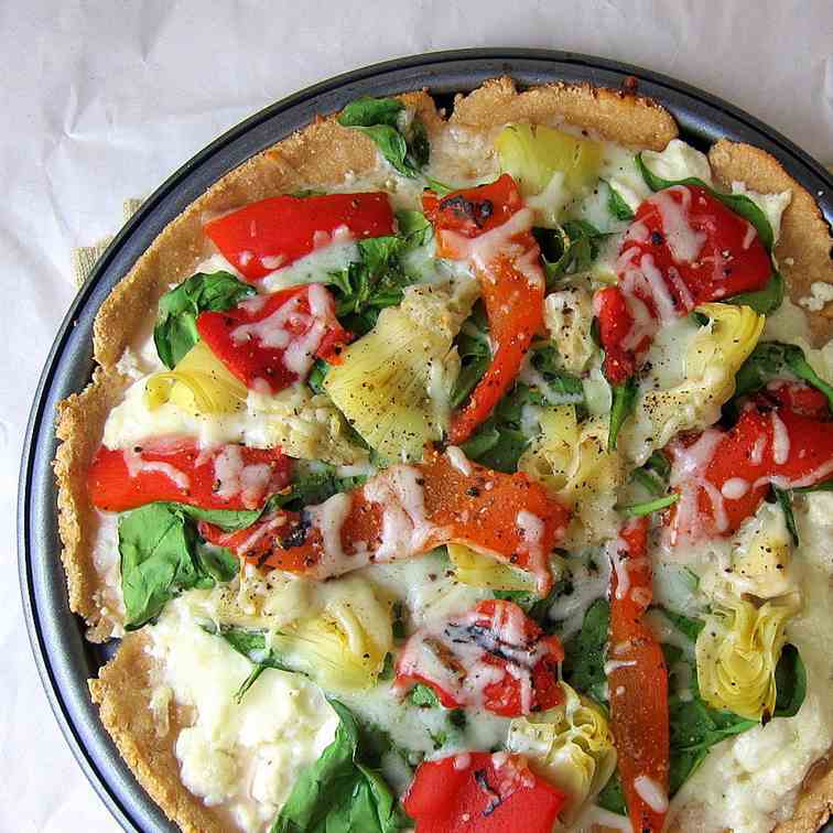 Red Pepper Spinach - Artichoke Flatbread