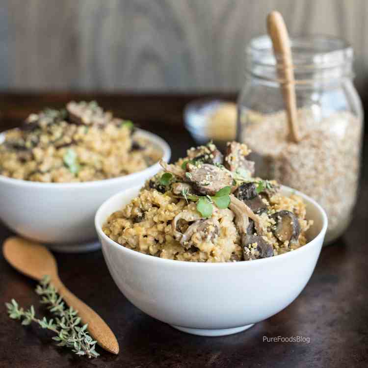 Steel cut oat mushroom risotto