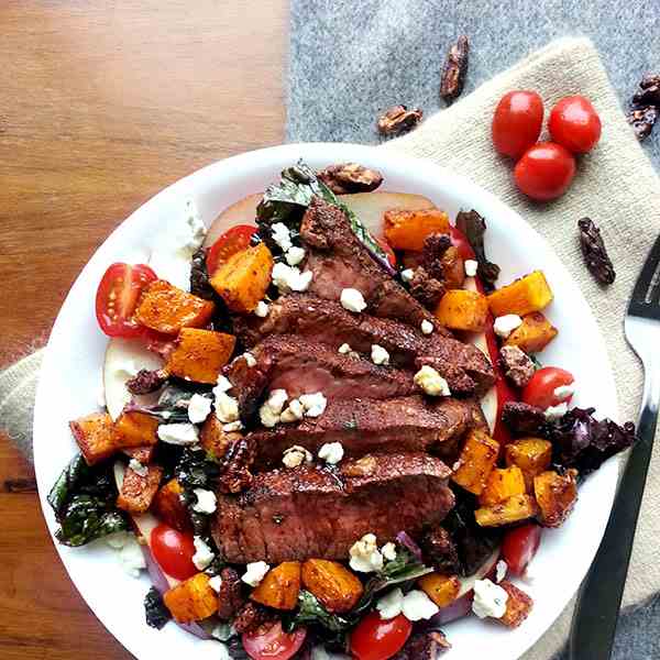 Cinnamon chile spiced steak salad