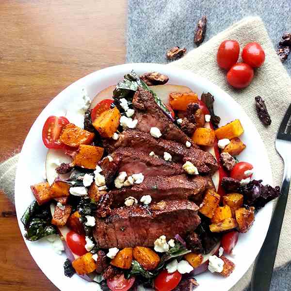 Cinnamon chile spiced steak salad