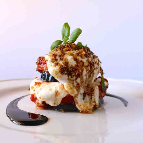 Roasted Eggplant Caprese Towers