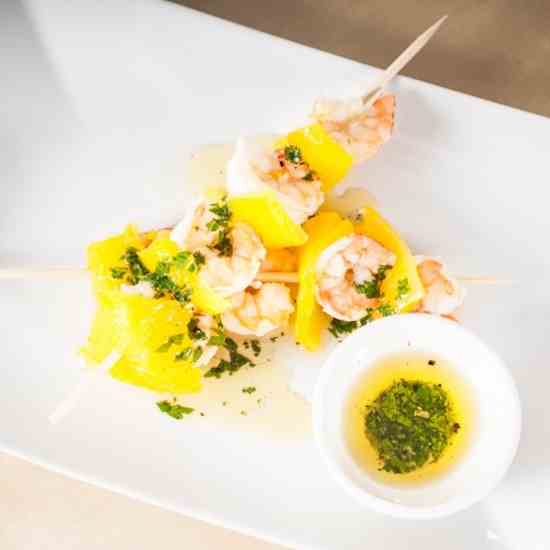 Prawn and Bell Pepper Kebabs.