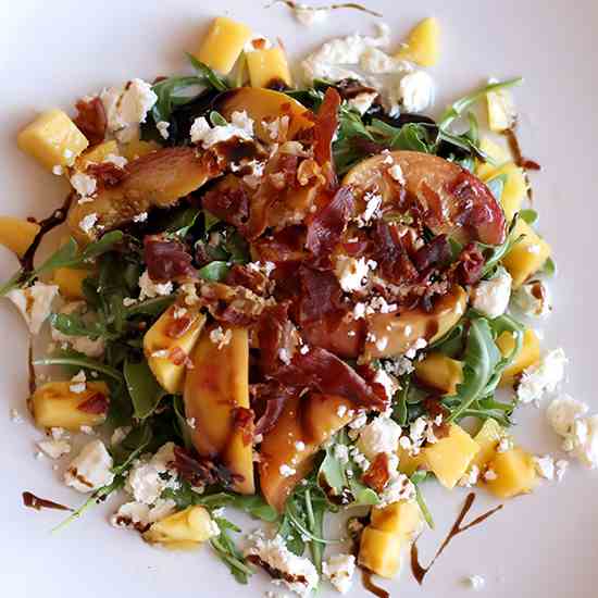 Peach & Crispy Prosciutto Salad