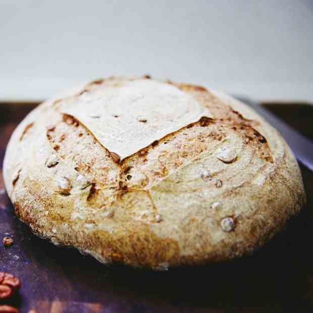 Lazy Pecan Rye Sourdough Bread