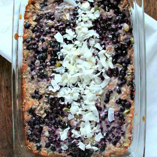 Coconut Blueberry Oatmeal Bake