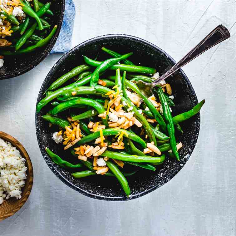 Green Beans Almondine With Feta