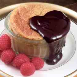 Kahlua Souffle with Hot Chocolate Sauce