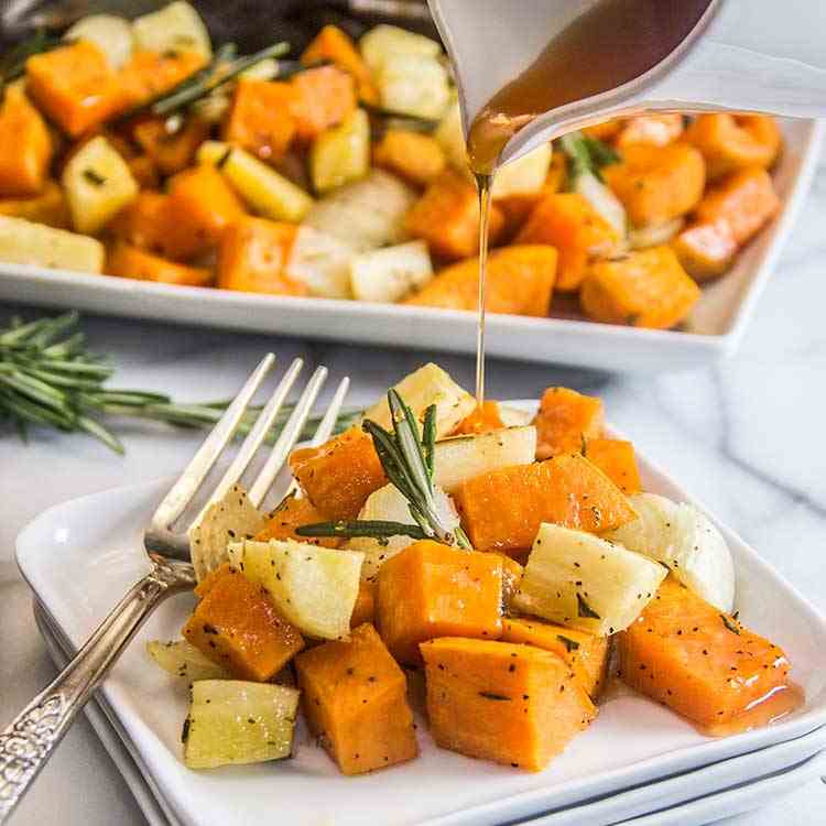 Cider Glazed Roasted Root Vegetables 