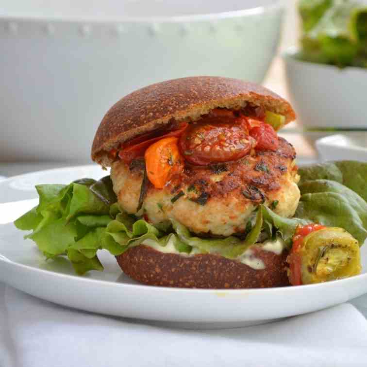 Herb Turkey Burgers with Tofu Mayo 