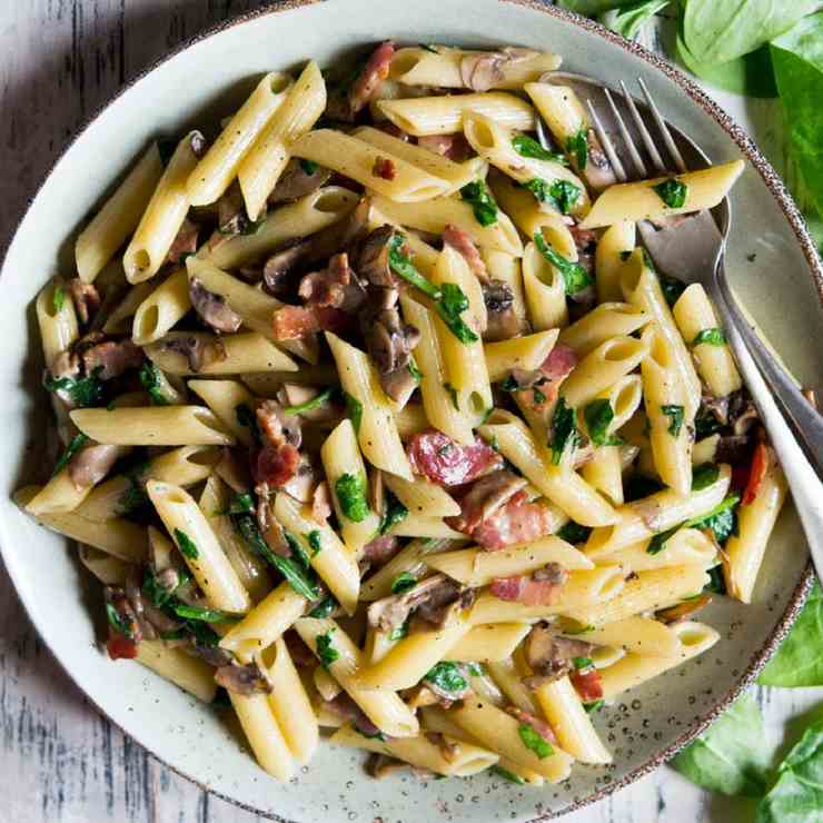 Mushroom Spinach Pasta