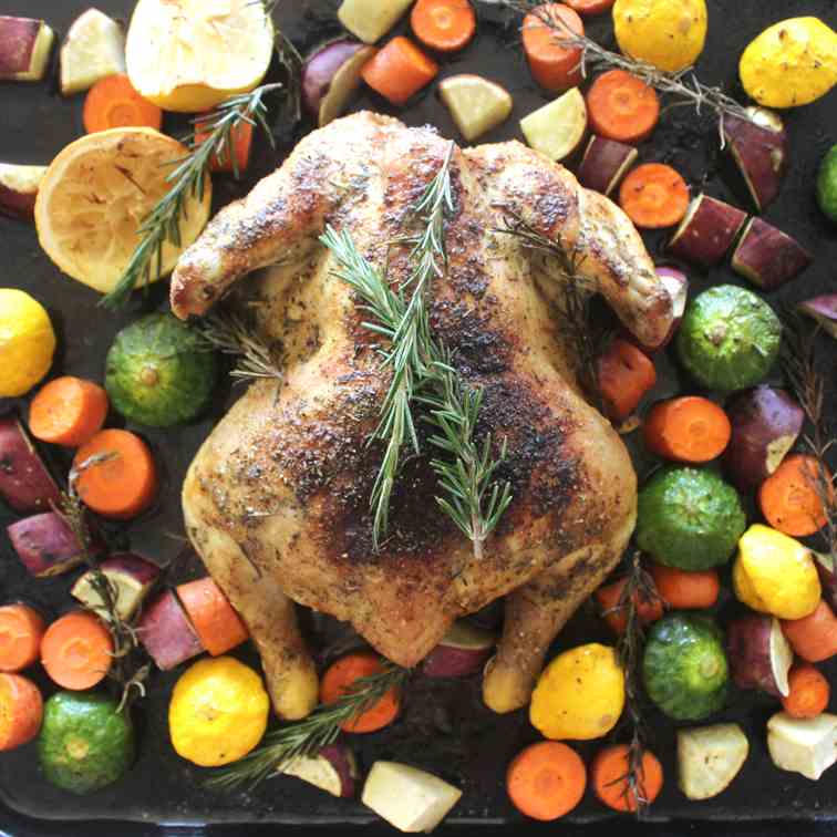 Lemon Herb Roast Chicken And Veggies