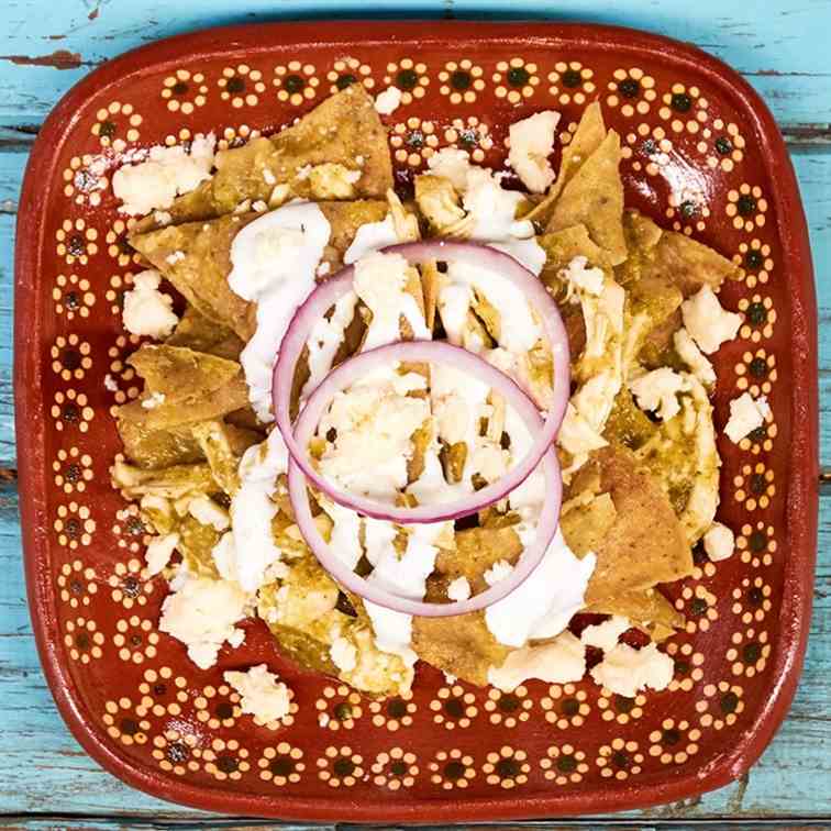 Salsa Verde Chilaquiles with Chicken